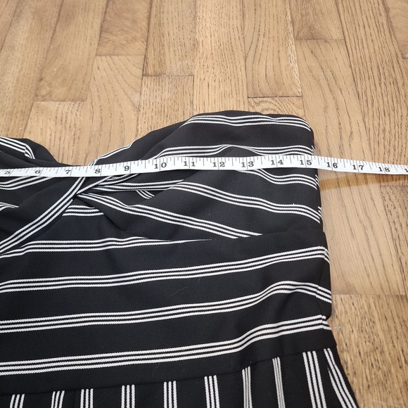 Veronica‎ Beard Cypress Womens Striped Wide Leg Strapless Jumpsuit Black White 6 - Picture 9 of 10